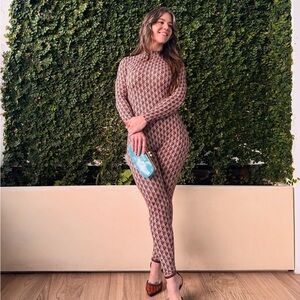 Marine Serre Patterned Jumpsuit in Black and Brown